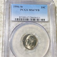1996-W Roosevelt Silver Dime PCGS - MS 67 FB