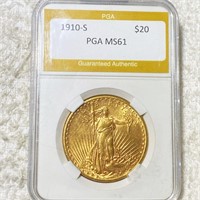 1910-S $20 Gold Double Eagle PGA - MS61