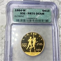 1984-W $10 Olympic Gold Coin ICG - PR 70 DCAM
