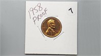 1958 Proof Lincoln Head Wheat Cent rd1007