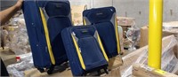 Nautica 3 Piece Spinner Luggage Set, Navy/Yellow