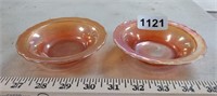 2 SMALL CARNIVAL GLASS BOWLS