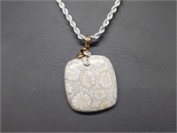 Natural Fossil Coral Pendant Untreated By Artist