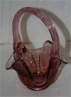 1980'S FENTON CRANBERRY GLASS BASKET