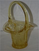 1980'S FENTON TOPAZ YELLOW GLASS BASKET
