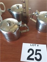 3 Creamer stainless containers w lifting lid