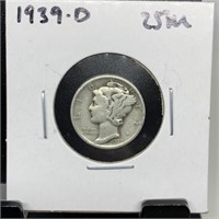 1939-D MERCURY SILVER DIME