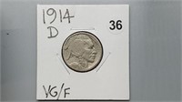 1914d Buffalo Nickel rd1036