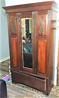Antique Wardrobe with Beveled Mirrored