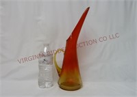 Vtg Kanawha Amberina Crackle Glass Ewer Pitcher