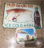 Vintage Coca-Cola Metal Sign & Tray