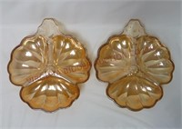Jeannette Carnival Glass Clover Candy Dishes ~ 2