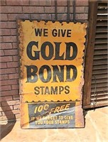 Antique Gold Bond Stamps Advert Sign