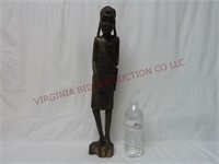 African Hand Carved Iron Wood Statue ~ 20" Tall