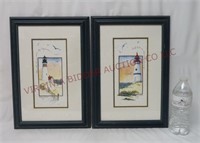 Framed Lighthouse Prints ~ Set of 2