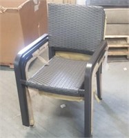 Set Of 4 Metal / Rattan Wocker Patio Chairs