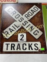 Railroad Crossing Tin Sign