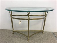 LaBarge Brass table with glass top