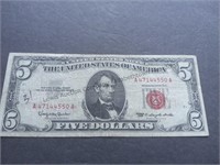 1963 5 dollar red lable