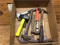 Box lot of hammers