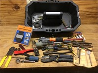 Plastic tray,screwdrivers, pliers, bits and