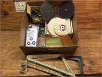 Box lot-tackle boxes,bench grinder kit, air