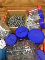 Box lot- jars of bolts, nuts and fasteners