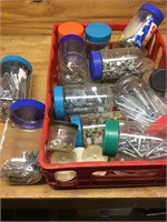 Box lot- jars of bolts, nuts and fasteners