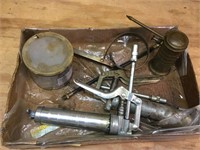Box lot grease gun oil can and oil filter wrench