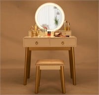 Bedroom Vanity Set with Lighted Mirror and Bench