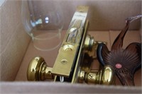 Brass Door Locke and Key, Oil Lamb, Italian Glass