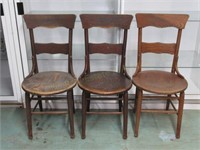 3 Oak Chairs 36 1/2"T x 17"W