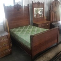 6' High Back Fancy Oak Double Bedroom Set