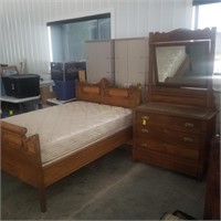 Oak Fancy Double Bed Set