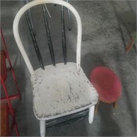 Painted Wood Chair, Stool