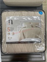5 piece king quilt set in simply taupe