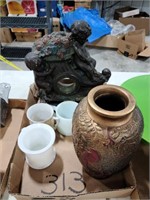 Vase, Coffee Cups, Cherub  Piece