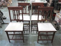 4 Mahogany Folding Chairs 33 1/2"T x 16"W