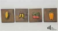 Set of Four Vegetable Theme Wall Art