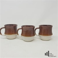 Set of Three Vintage Brown & Cream Mugs