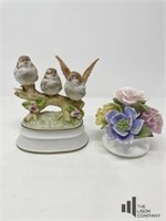 Bird Trio Porcelain Music Box By Towle