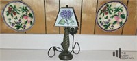 Accent Lamp and Two Decorative Plates
