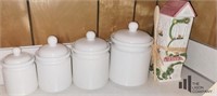 White Kitchen Canister Set with Pasta Keeper