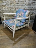 1960's Wide Wood Low Back Lounge Chair, Comes