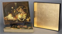 Chinese Gold Leaf Lacquer Tray & Placemats, 11 PCS