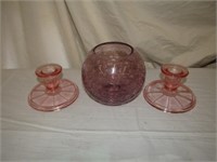 3 Pcs Colored Glass Middle is 5" T