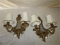 2 Electric Wall Sconces Missing Some Stones
