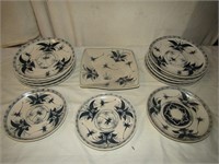 Blue & White Ceramic Dishes Square Plate 12" x 12"