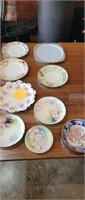 Group of 9 hand painted plates. Some Bavarian,