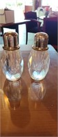 Large crystal salt and pepper with box. Measure